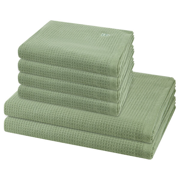 Pique - Set 6 Teile: 4 x Handtuch 2 x Duschtuch