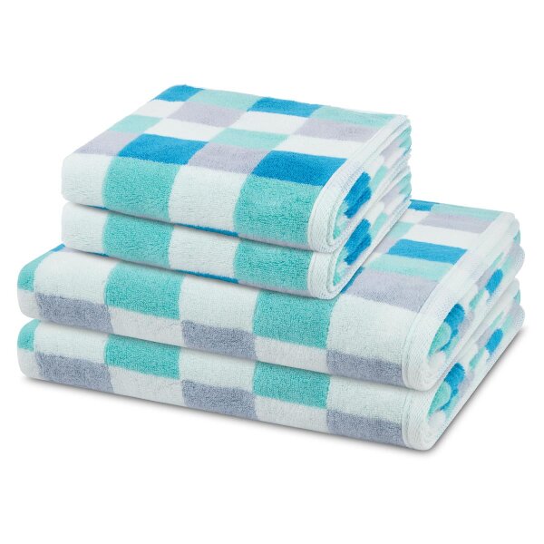 Cashmere feeling Karo - Set 4 Teile: 2 x Handtuch 2 x Duschtuch