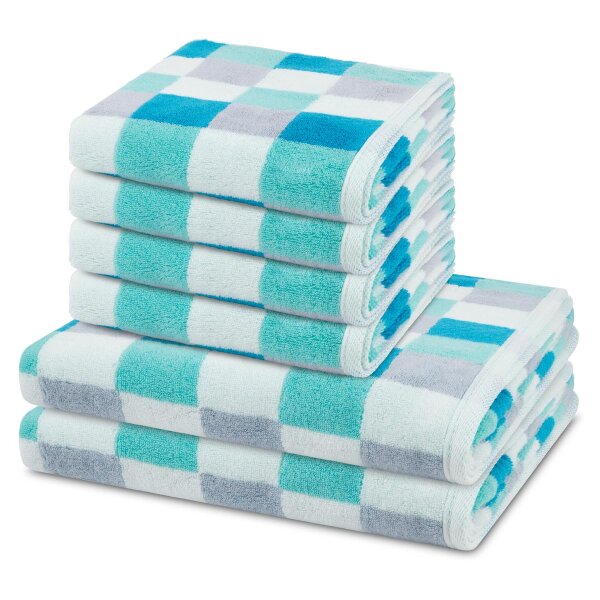 Cashmere feeling Karo - Set 6 Teile: 4 x Handtuch 2 x Duschtuch