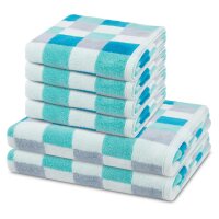 Cashmere feeling Karo - Set 6 Teile: 4 x Handtuch 2 x...