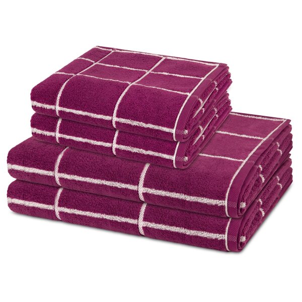 Sensual Skin Karo - Set 4 Teile: 2 x Handtuch 2 x Duschtuch
