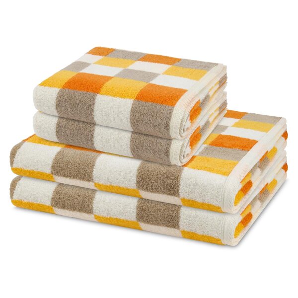 Cashmere feeling Karo - Set 4 Teile: 2 x Handtuch 2 x Duschtuch