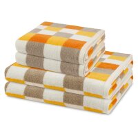 Cashmere feeling Karo - Set 4 Teile: 2 x Handtuch 2 x...