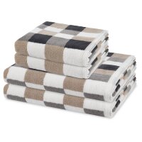 Cashmere feeling Karo - Set 4 Teile: 2 x Handtuch 2 x...