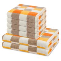 Cashmere feeling Karo - Set 6 Teile: 4 x Handtuch 2 x...