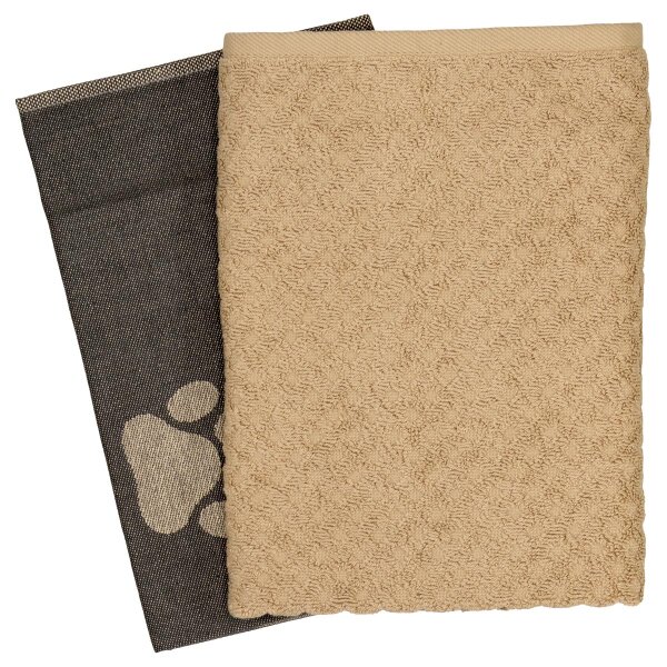 Hundepfoten - 1 X Geschirr- 1 X Küchentuch im Set