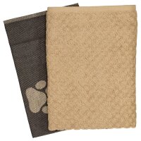 Hundepfoten - 1 X Geschirr- 1 X Küchentuch im Set