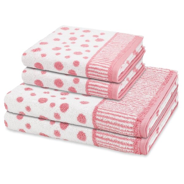 Punkte allover - Set 4 Teile: 2 x Handtuch 2 x Duschtuch